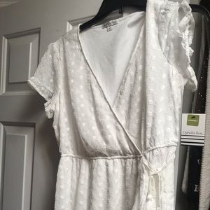 White Eyelet Wrapped Dress